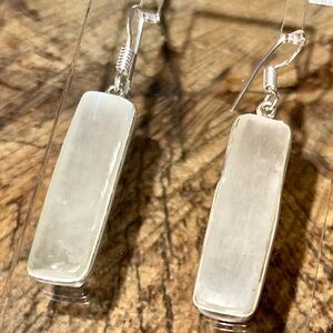 Satin Spar Selenite Earrings 1 7/8”